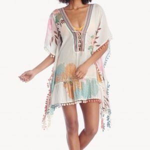 Lace up floral caftan. Swimsuit coverup. NWT